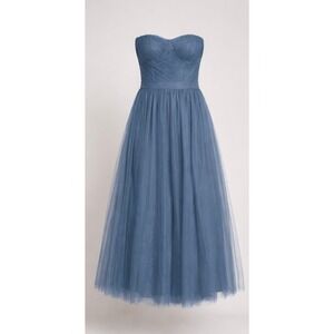 Lace & Beads Lorena Strapless Tulle Maxi Dress Womens 16 Ethereal Blue Formal